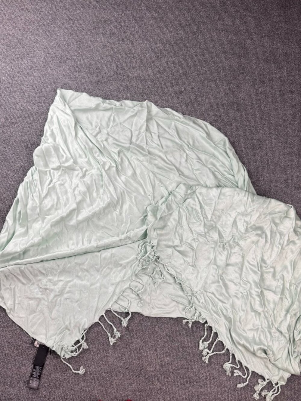 White House Black Market Mint Green Fringe Rayon Scarf Wrap 66x23inc